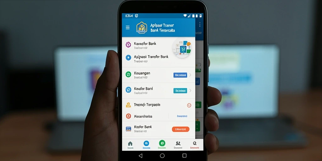 Tampilan antarmuka aplikasi Transfer Bank 8364 yang sederhana dan mudah digunakan.