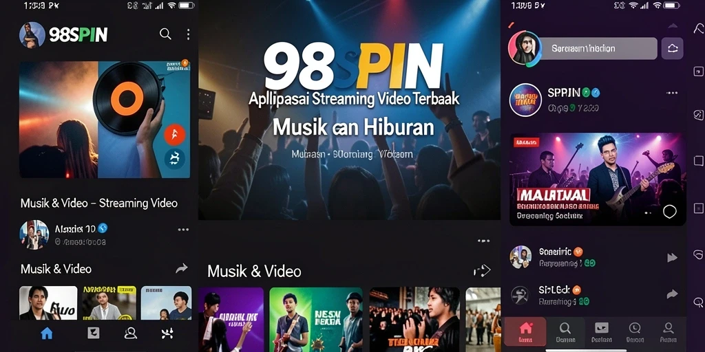 Tampilan antarmuka aplikasi 98SPIN untuk Streaming Video yang menarik.