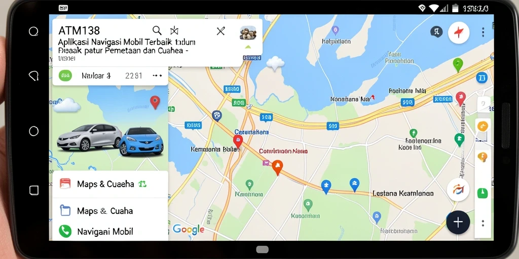 Tampilan antarmuka aplikasni Navigasi Mobil ATM138 yang intuitif.