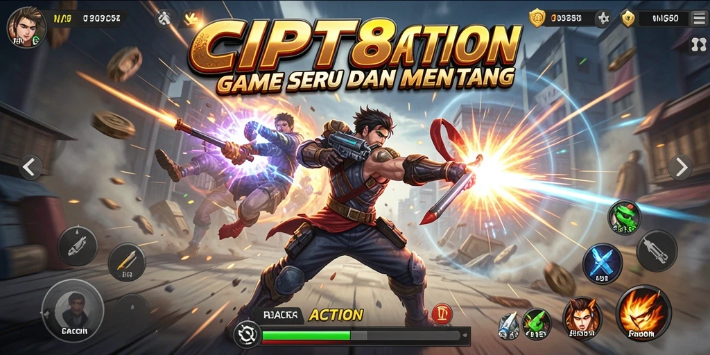 Screenshot utama CIPIT88 menampilkan aksi seru karakter dalam pertempuran.