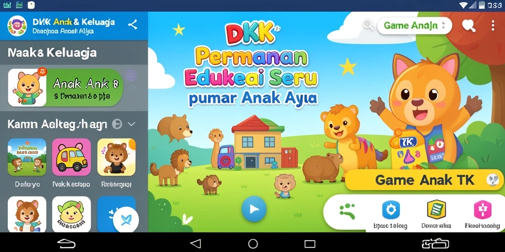 Antarmuka cerah dan menyenangkan dari aplikasi DKK untuk anak-anak.
